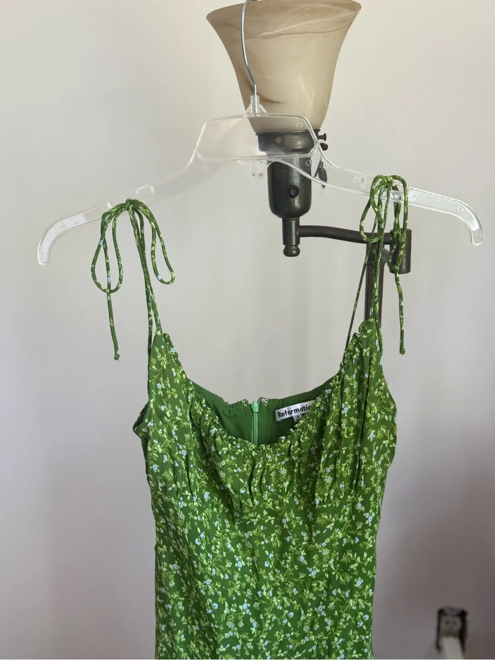 Reformation Green Floral Smocked Mini Dress - Picture 3 of 10